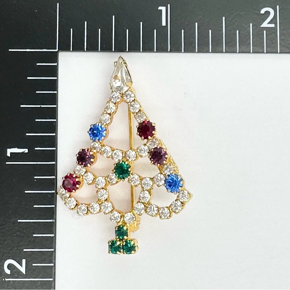 Eisenberg Ice Rhinestone Christmas Tree Vintage Brooch Lapel Pin